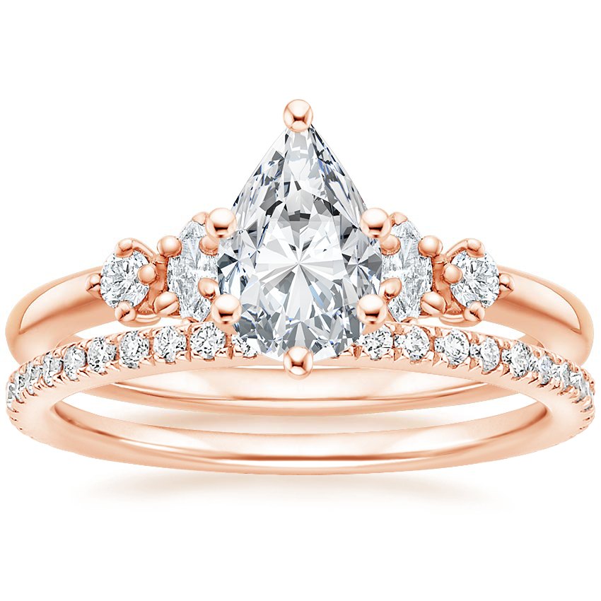 14K Rose Gold Miroir Diamond Ring with Luxe Ballad Diamond Ring (1/4 ct. tw.)