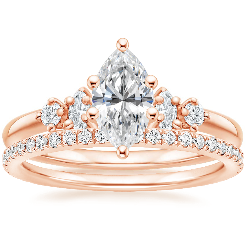 14K Rose Gold Miroir Diamond Ring with Luxe Ballad Diamond Ring (1/4 ct. tw.)