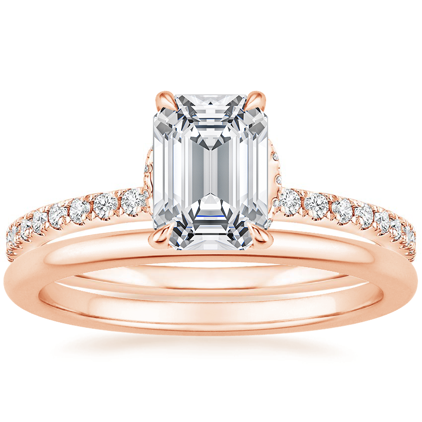 14K Rose Gold Arctica Diamond Ring with Petite Comfort Fit Wedding Ring