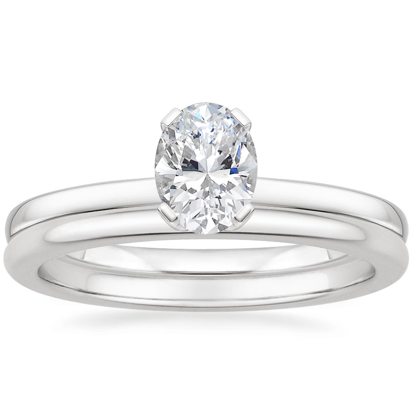 Platinum Melinda Ring with Petite Comfort Fit Wedding Ring