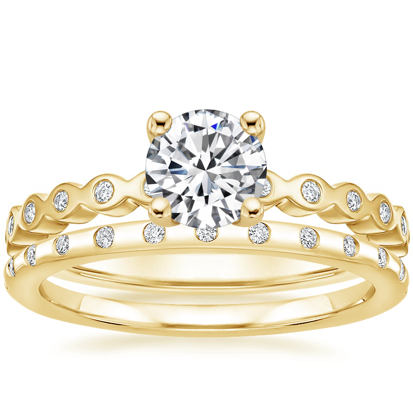 18K Yellow Gold Avery Diamond Ring with Anais Diamond Ring