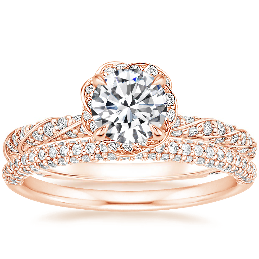 14K Rose Gold Nova Diamond Ring (1/2 ct. tw.) with Valencia Diamond Ring (1/3 ct. tw.)