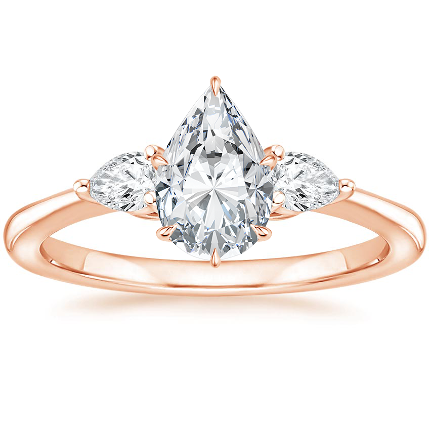 14K Rose Gold Petite Opera Three Stone Diamond Ring (1/4 ct. tw.), large top view