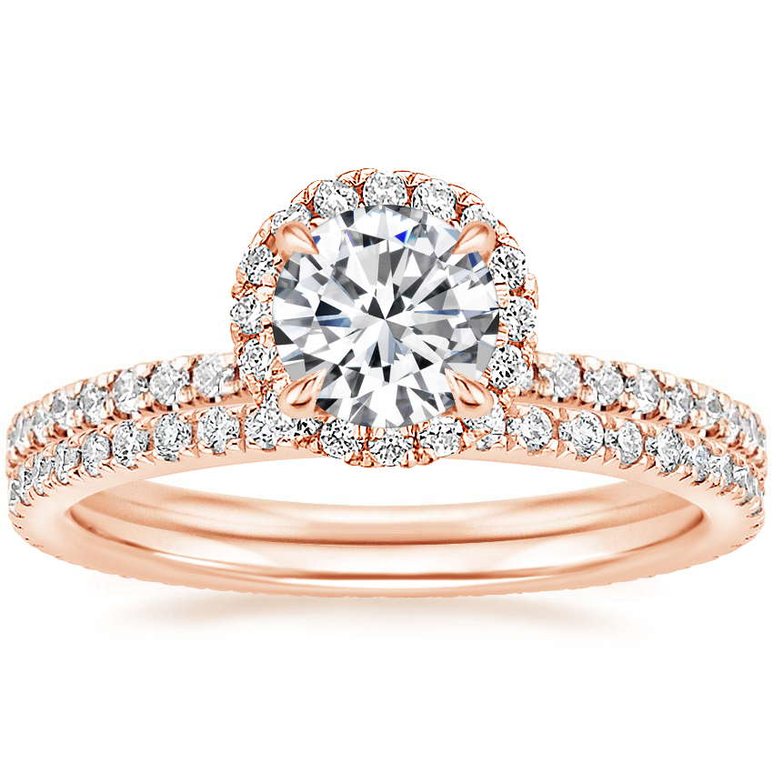 14K Rose Gold Waverly Diamond Ring (1/2 ct. tw.) with Ballad Eternity Diamond Ring (1/3 ct. tw.)