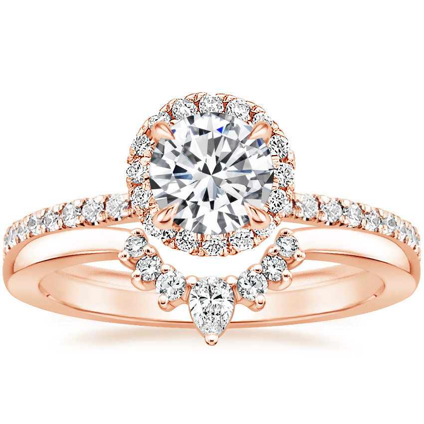14K Rose Gold Waverly Diamond Ring (1/2 ct. tw.) with Lunette Diamond Ring