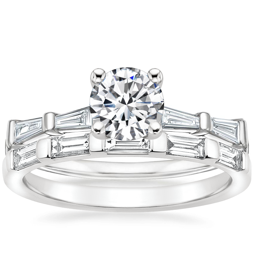 Platinum Memoir Baguette Diamond Ring (1/2 ct. tw.) with Lane Diamond Ring (1/3 ct. tw.)