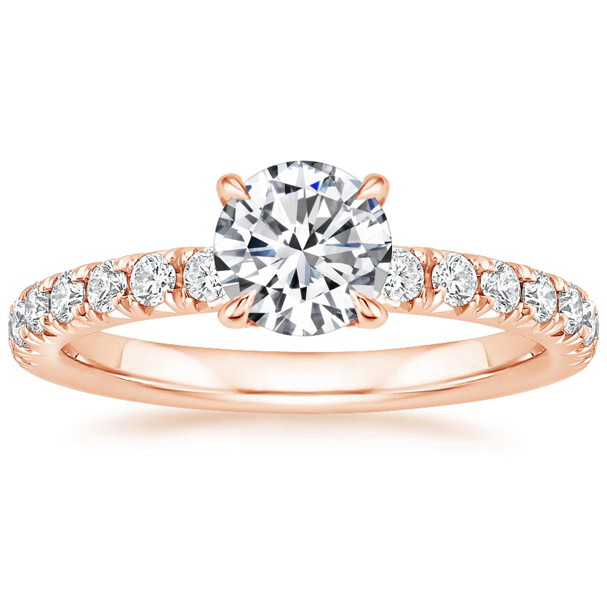 14K Rose Gold Petite Olympia Diamond Ring, large top view