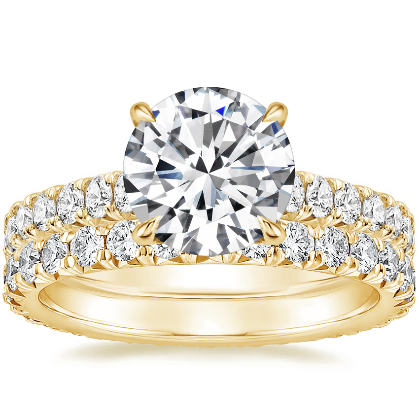 18K Yellow Gold Sienna Diamond Ring (2/5 ct. tw.) with Sienna Eternity Diamond Ring (7/8 ct. tw.)