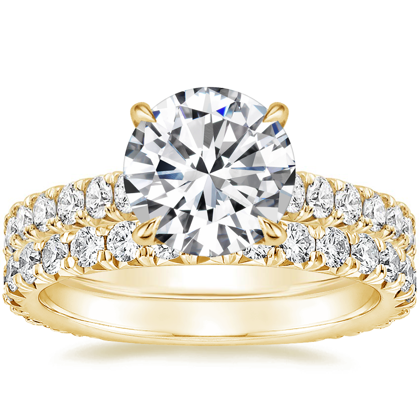 18K Yellow Gold Sienna Diamond Ring (2/5 ct. tw.) with Luxe Sienna Diamond Ring (5/8 ct. tw.)
