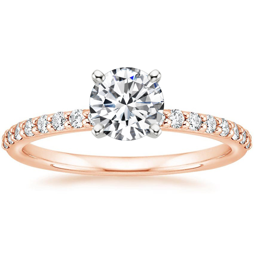 14K Rose Gold Petite Shared Prong Diamond Ring (1/4 ct. tw.), large top view