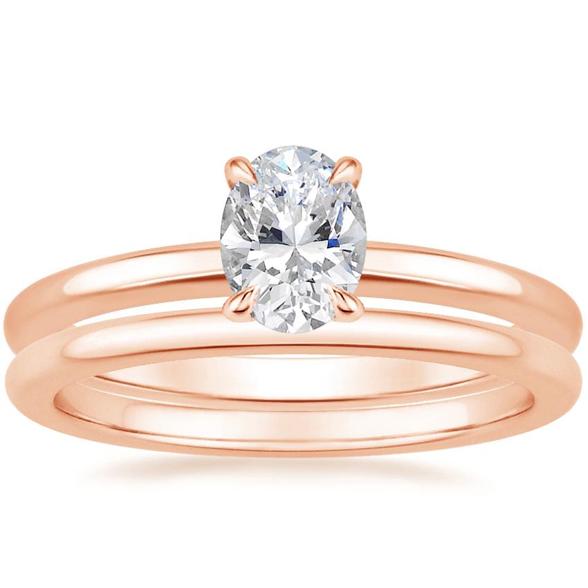 14K Rose Gold Elodie Ring with Petite Comfort Fit Wedding Ring