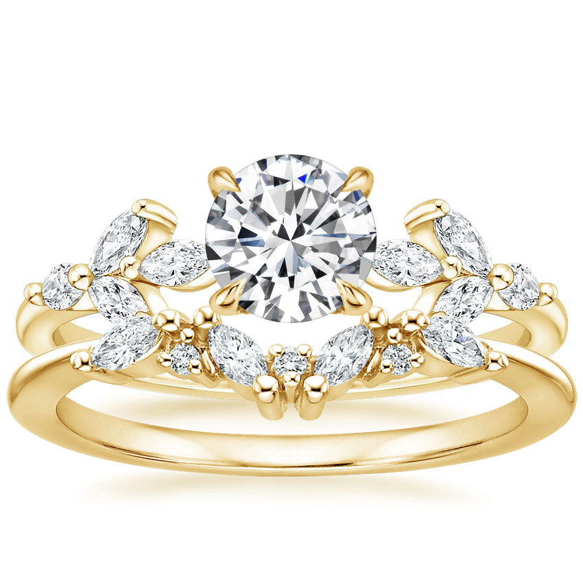 18K Yellow Gold Zelie Diamond Ring (1/4 ct. tw.) with Yvette Diamond Ring