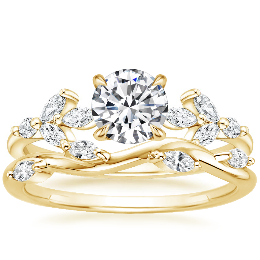 18K Yellow Gold Zelie Diamond Ring (1/4 ct. tw.) with Winding Willow Diamond Ring