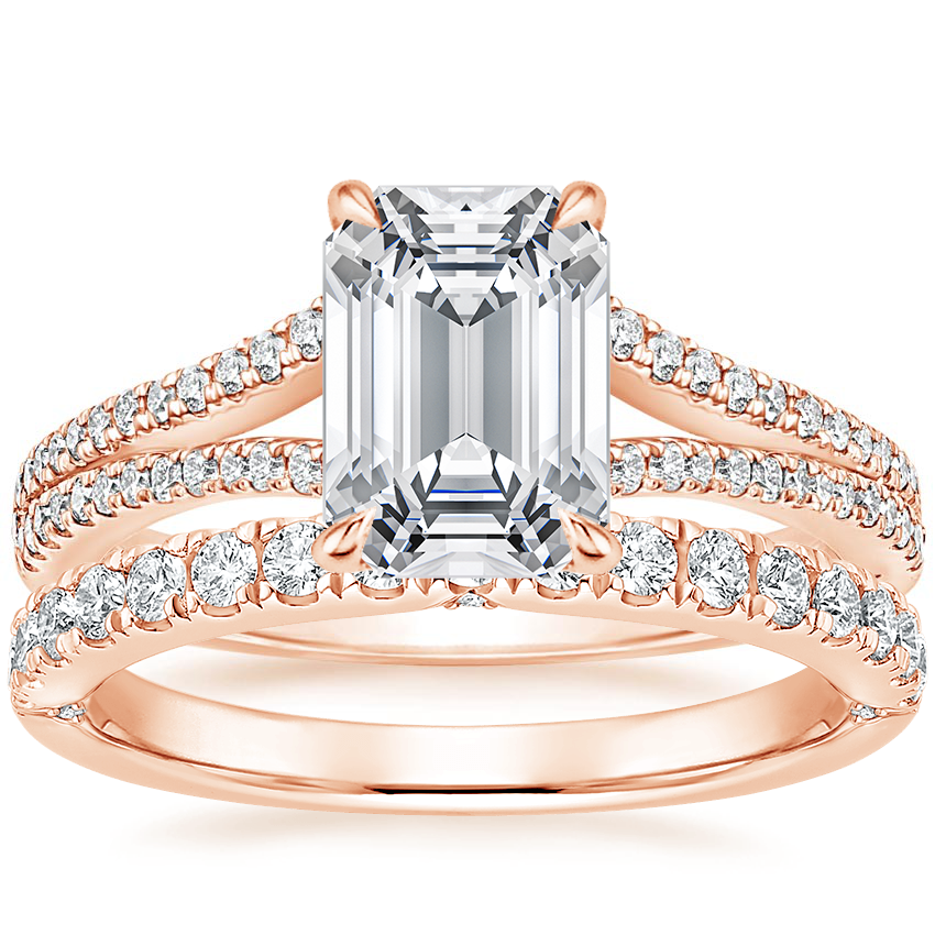 14K Rose Gold Icon Diamond Ring with Luxe Heritage Diamond Ring (1/3 ct. tw.)