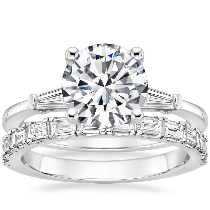 Platinum Tapered Baguette Diamond Ring with Gemma Diamond Ring (1/2 ct. tw.)