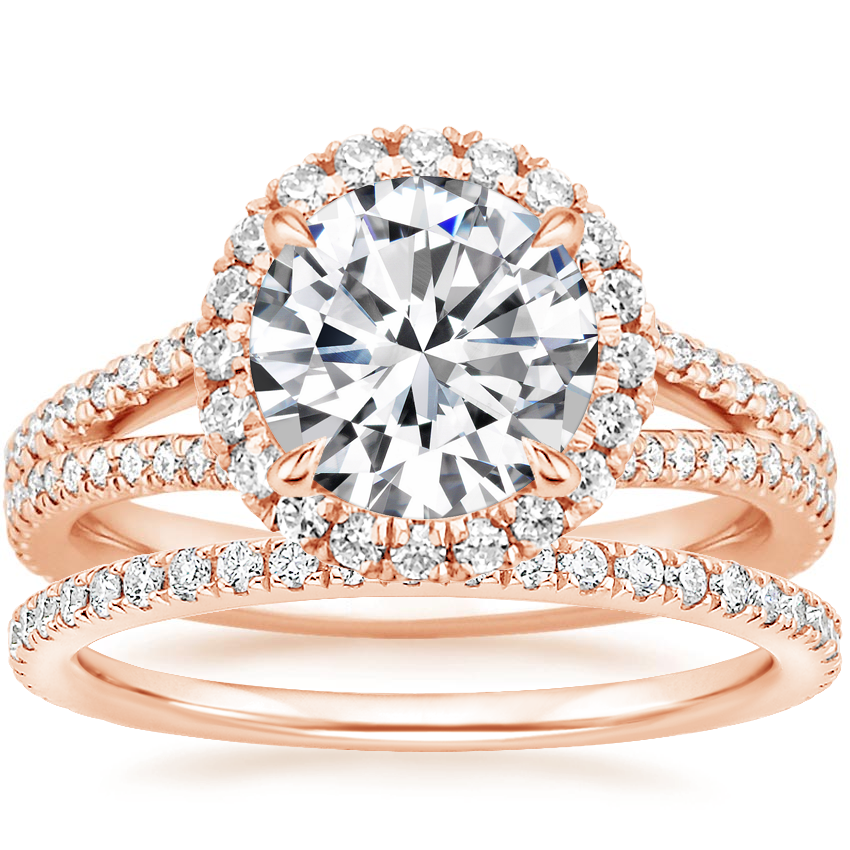 14K Rose Gold Fortuna Diamond Ring (1/2 ct. tw.) with Luxe Ballad Diamond Ring (1/4 ct. tw.)