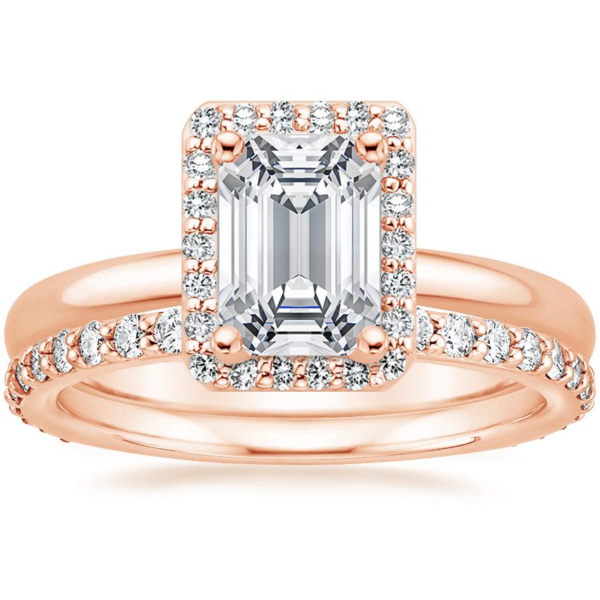 14K Rose Gold Fancy Halo Diamond Ring (1/8 ct. tw.) with Luxe Petite ...