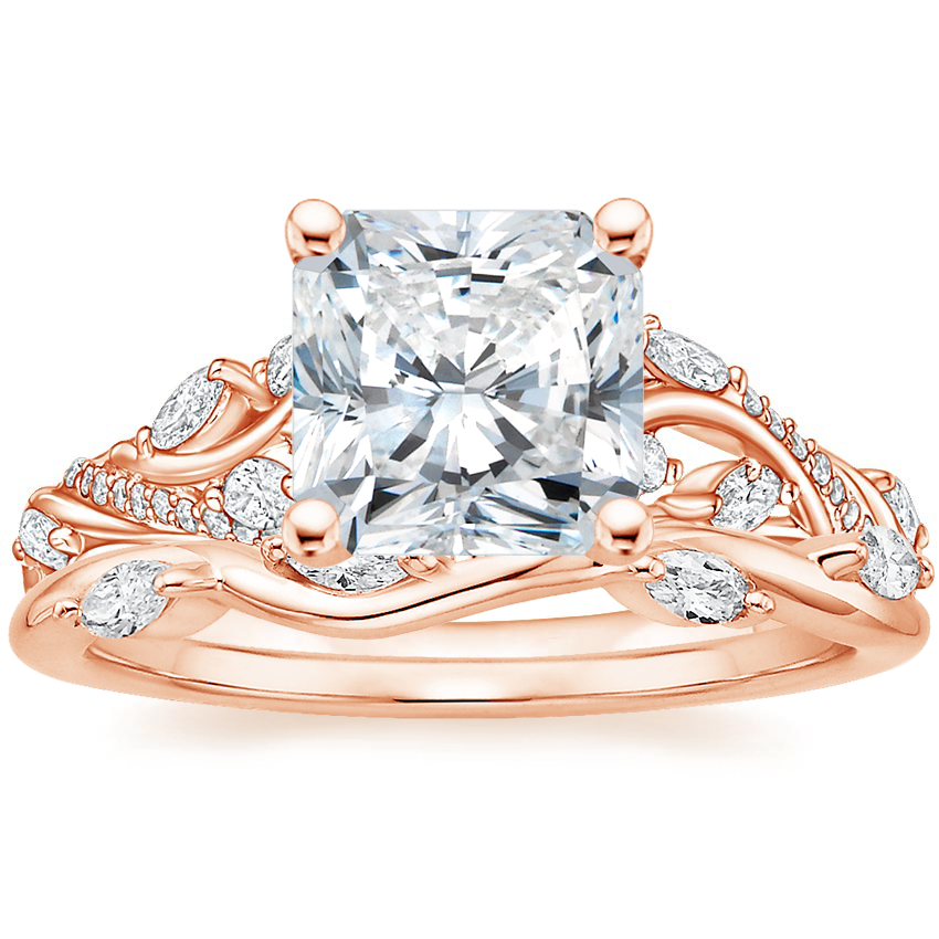 14K Rose Gold Begonia Vine Diamond Ring (1/2 ct. tw.) with Winding Willow Diamond Ring