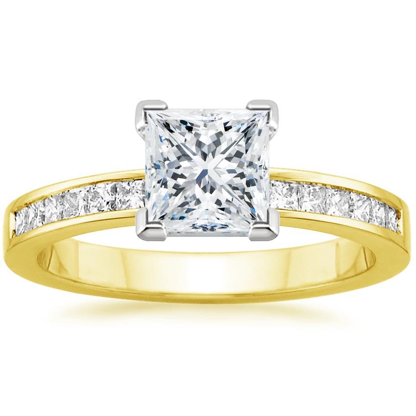18K Yellow Gold Petite Channel Set Princess Diamond Ring (1/3 ct. tw.)