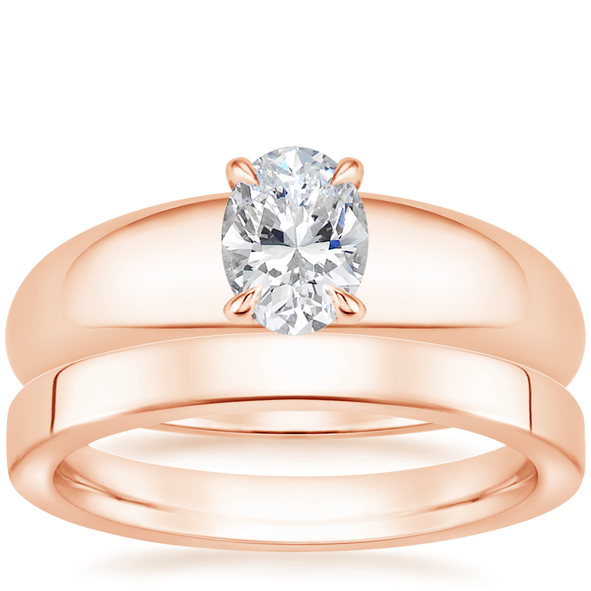 14K Rose Gold Adrian Ring with 2.5mm Soft Edge Quattro Wedding Ring