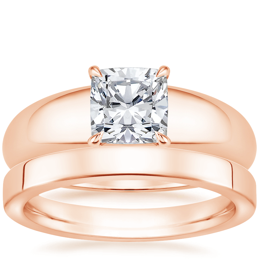 14K Rose Gold Adrian Ring with 2.5mm Soft Edge Quattro Wedding Ring