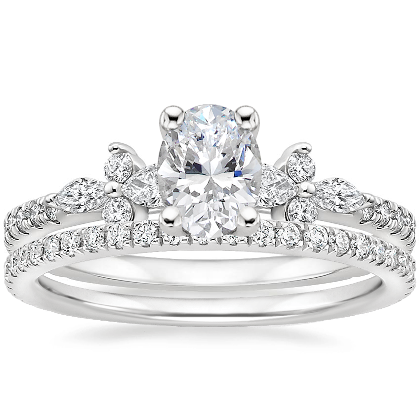 Platinum Iris Diamond Ring (1/3 ct. tw.) with Luxe Ballad Diamond Ring (1/4 ct. tw.)