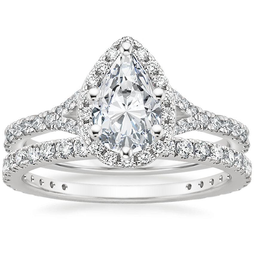18K White Gold Luxe Joy Diamond Ring (3/8 ct. tw.) with Luxe Bliss Diamond Ring (1/3 ct. tw.)