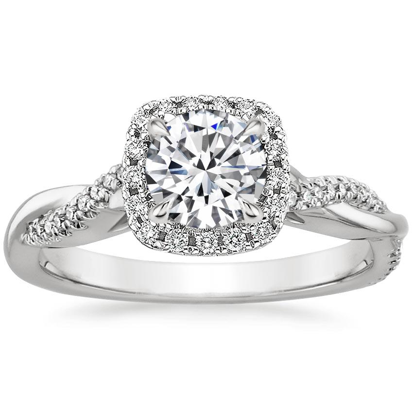 18K White Gold Petite Twisted Vine Halo Diamond Ring (1/4 ct. tw.), large top view