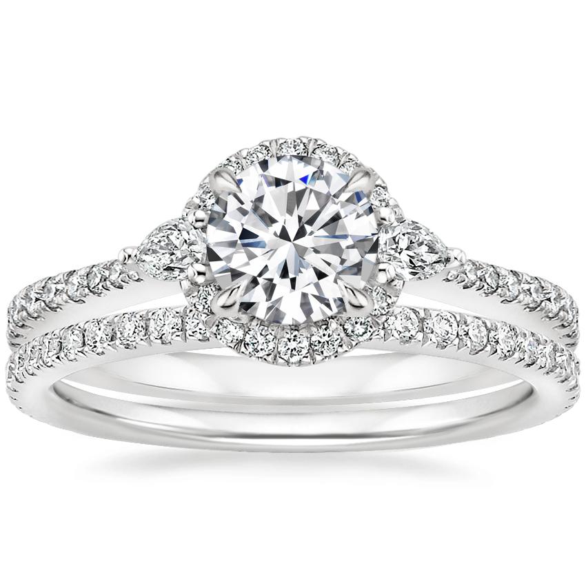 Platinum Luxe Aria Halo Diamond Ring with Luxe Ballad Diamond Ring (1/4 ct. tw.)