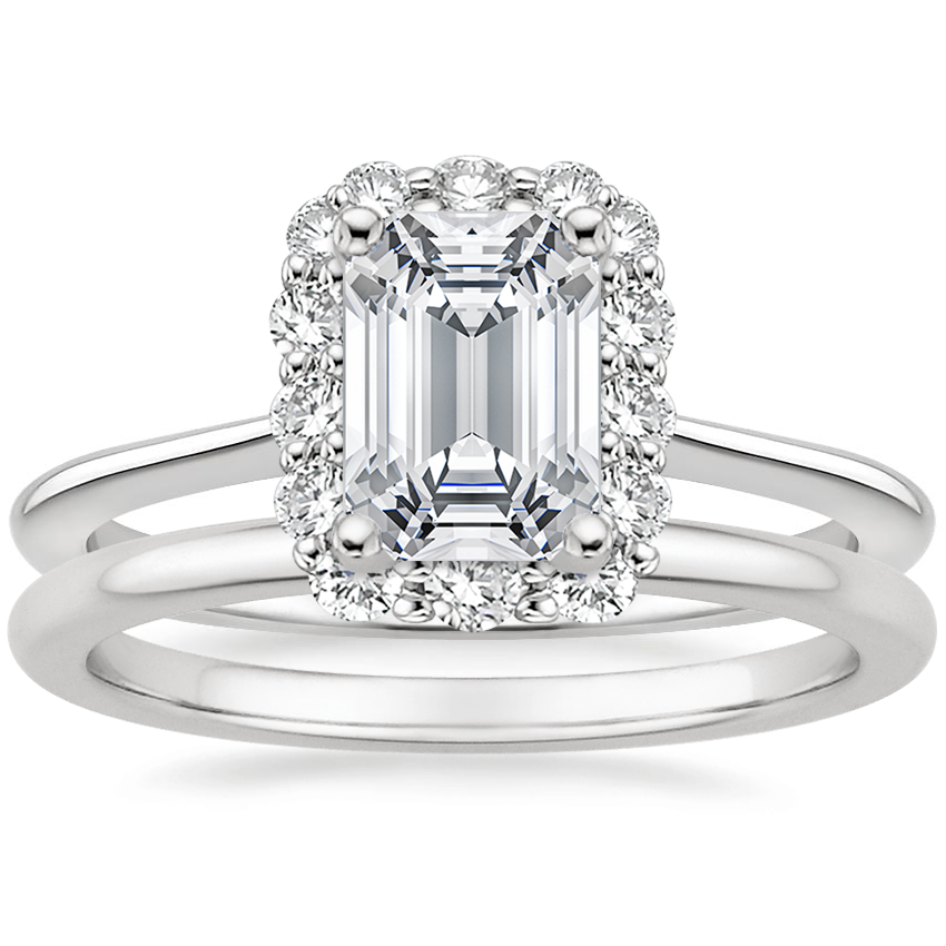 18K White Gold Calla Diamond Ring (1/3 ct. tw.) with Petite Comfort Fit Wedding Ring