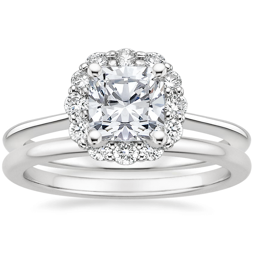 Platinum Calla Diamond Ring (1/3 ct. tw.) with Petite Comfort Fit Wedding Ring