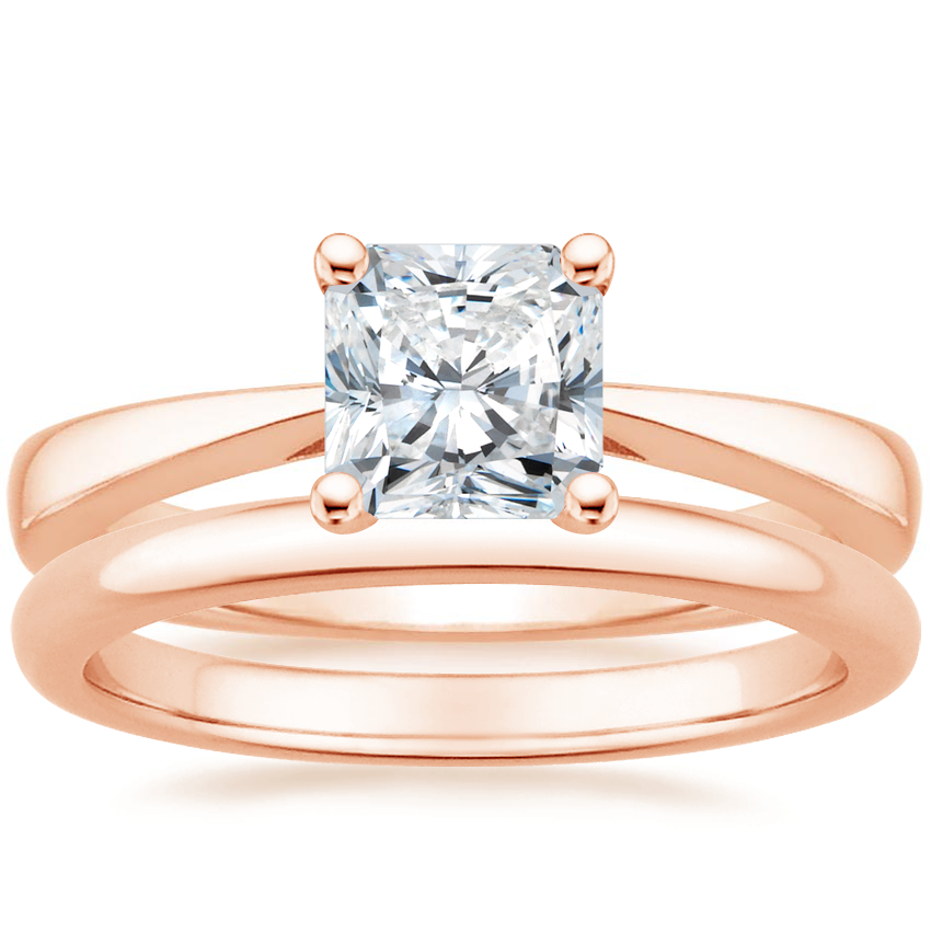 14K Rose Gold Petite Tapered Trellis Ring with 2mm Comfort Fit Wedding Ring