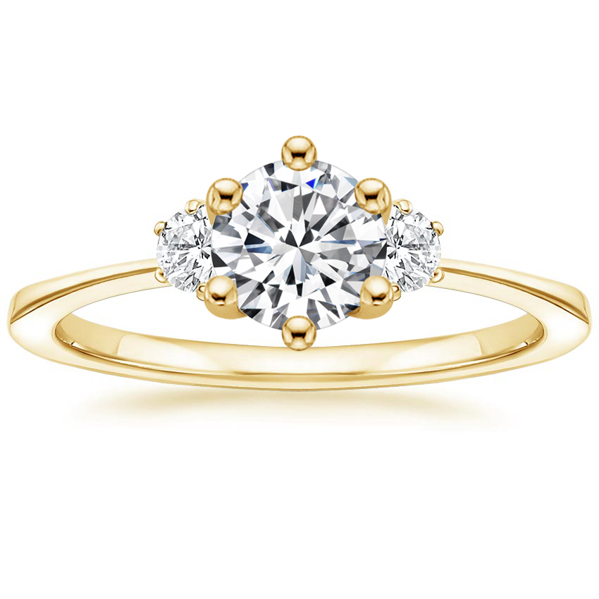 18K Yellow Gold Tallula Three Stone Diamond Ring, large top view