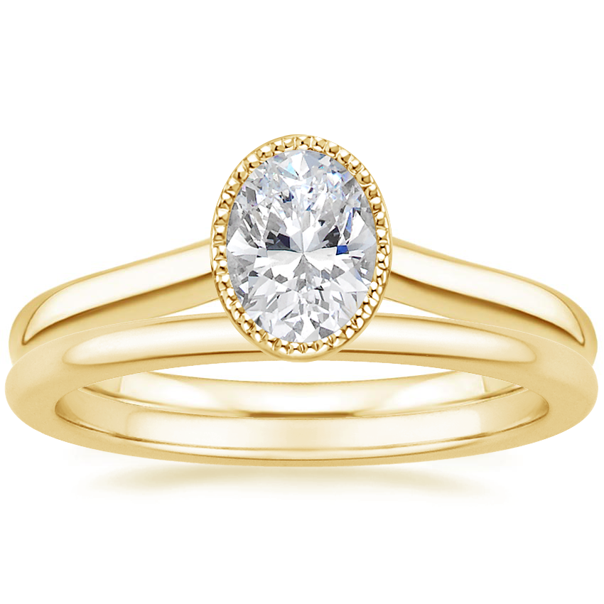 18K Yellow Gold Margot Ring with Petite Comfort Fit Wedding Ring