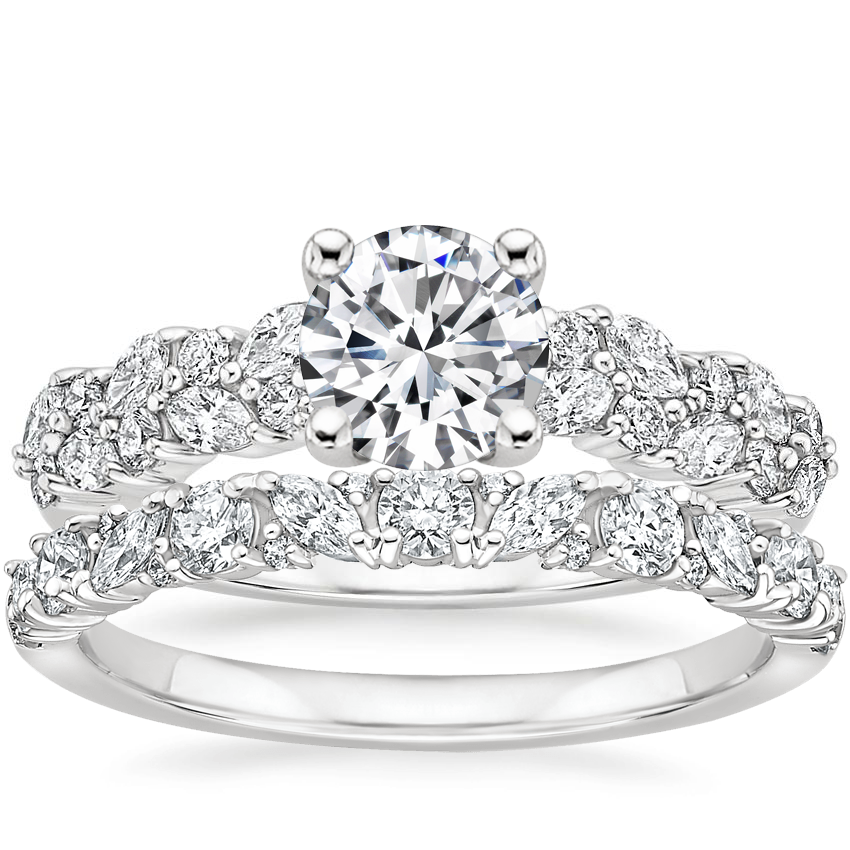 18K White Gold Jardiniere Diamond Ring (1/2 ct. tw.) with Meadow Diamond Ring (1/2 ct. tw.)