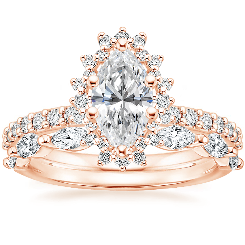 14K Rose Gold Twilight Diamond Ring with Joelle Diamond Ring ...