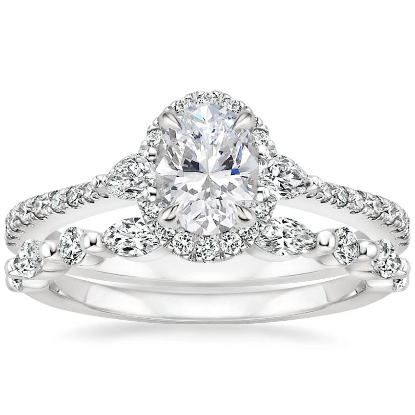 Platinum Luxe Aria Halo Diamond Ring with Versailles Diamond Ring (3/8 ct. tw.)