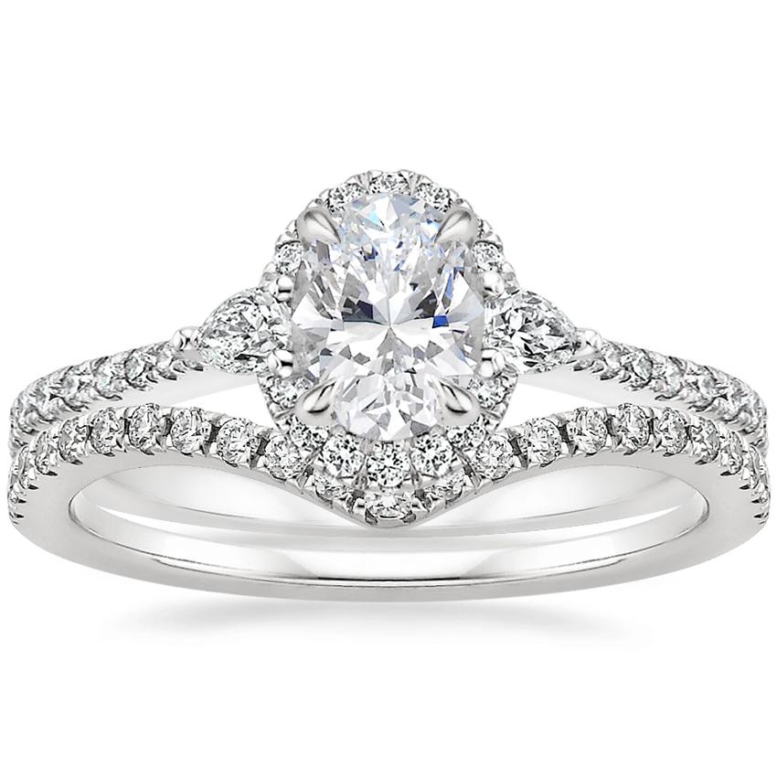 18K White Gold Luxe Aria Halo Diamond Ring with Flair Diamond Ring (1/6 ct. tw.)