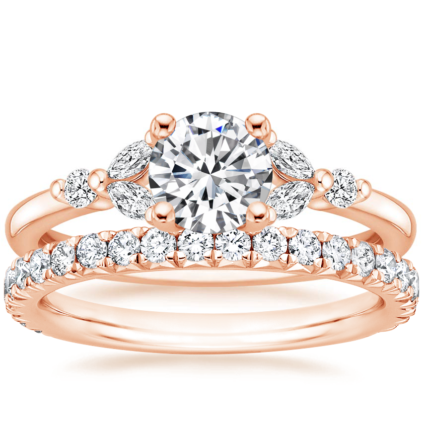 14K Rose Gold Verbena Diamond Ring with Luxe Amelie Diamond Ring (1/2 ct. tw.)