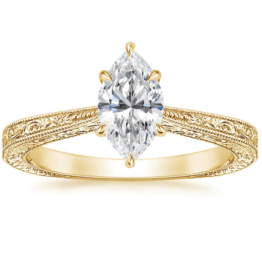 18K Yellow Gold Elsie Engraved Ring, large top view