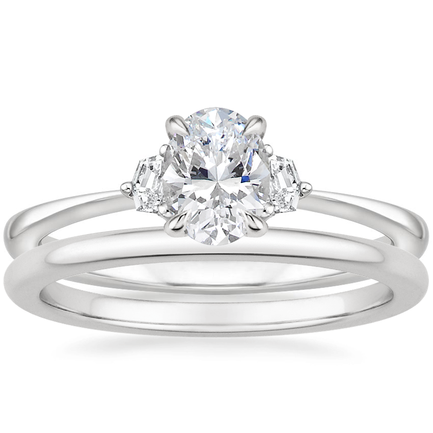 Platinum Cecily Diamond Ring with Petite Comfort Fit Wedding Ring