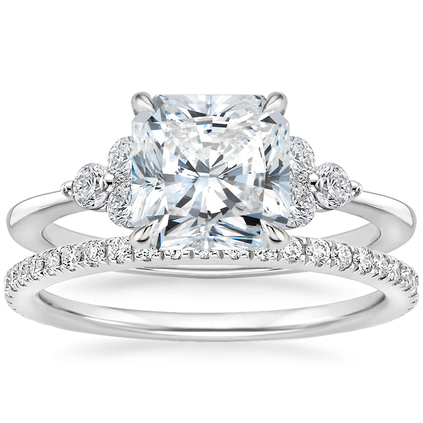 Platinum Luxe Melody Diamond Ring (1/5 ct. tw.) with Luxe Ballad Diamond Ring (1/4 ct. tw.)