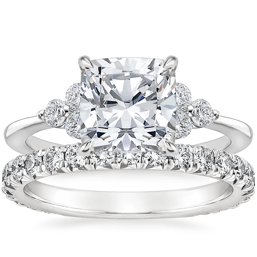 Platinum Luxe Melody Diamond Ring (1/5 ct. tw.) with Luxe Sienna Diamond Ring (5/8 ct. tw.)