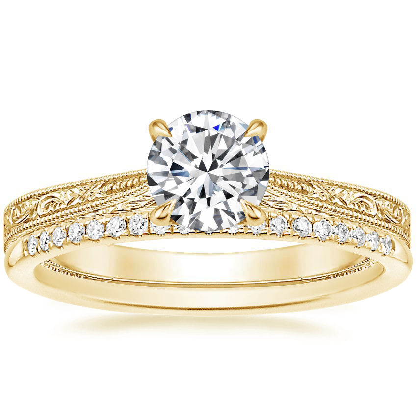 18K Yellow Gold Elsie Ring with Whisper Diamond Ring (1/10 ct. tw.)