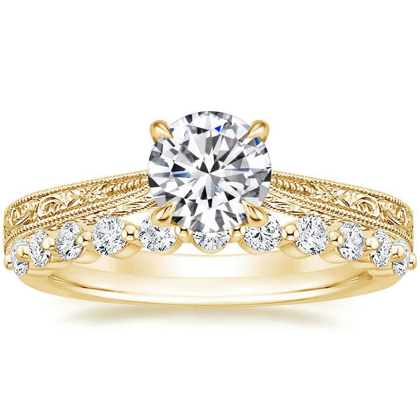 18K Yellow Gold Elsie Ring with Marseille Diamond Ring (1/3 ct. tw.)