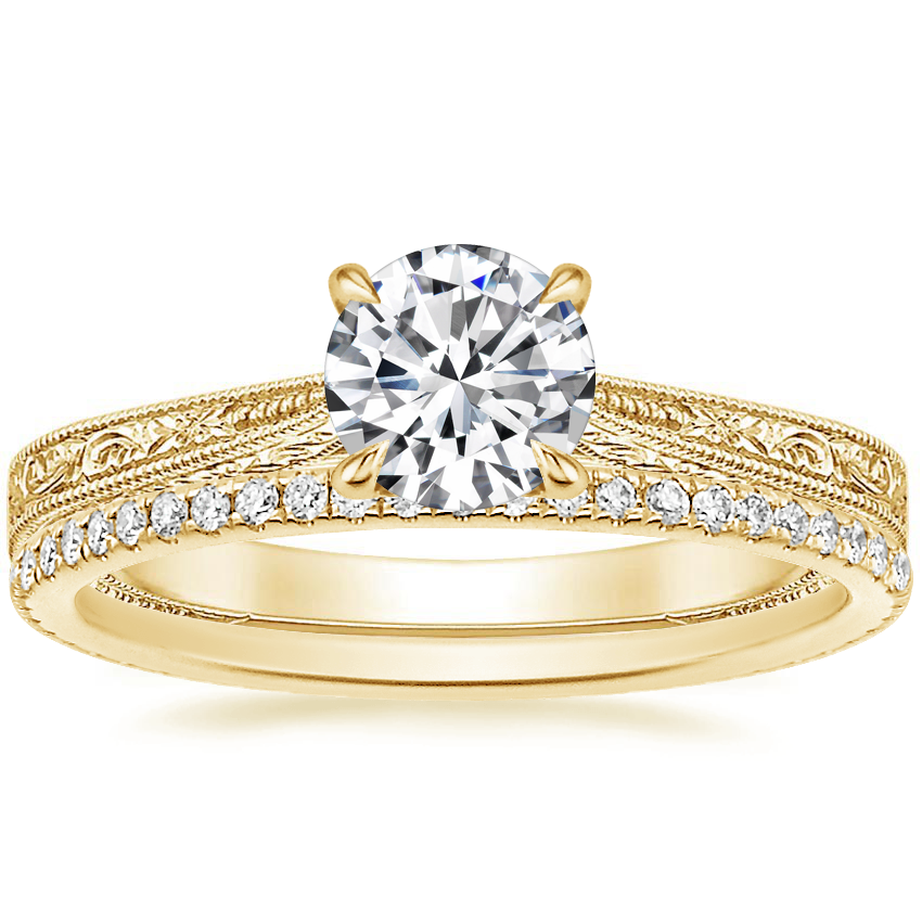 18K Yellow Gold Elsie Ring with Whisper Eternity Diamond Ring (1/4 ct. tw.)