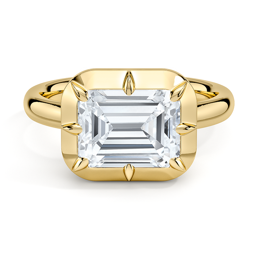 18K Yellow Gold Harper East-West Bezel-Prong Solitaire Ring, large top view