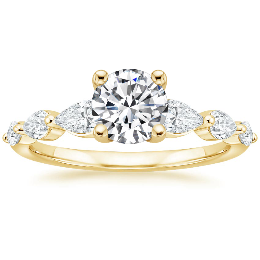 18K Yellow Gold Seine Graduated Pear Diamond Ring, large top view