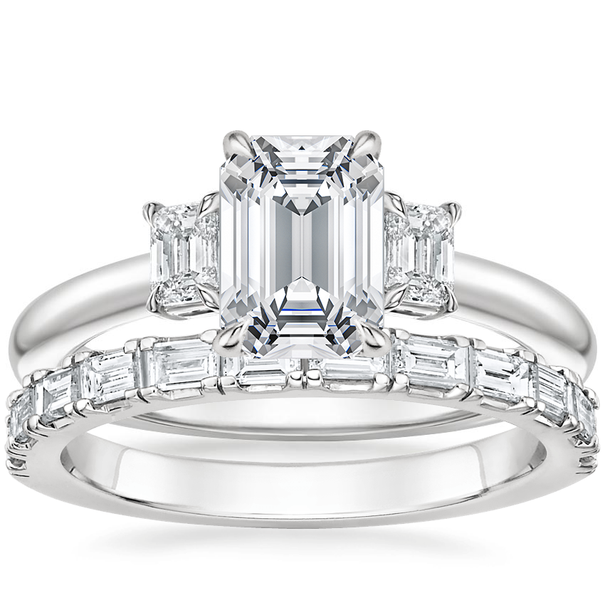 18K White Gold Rhiannon Diamond Ring (1/4 ct. tw.) with Gemma Diamond Ring (1/2 ct. tw.)