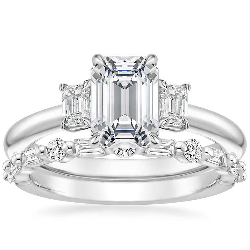 18K White Gold Rhiannon Diamond Ring (1/4 ct. tw.) with Harper Diamond Ring (1/3 ct. tw.)